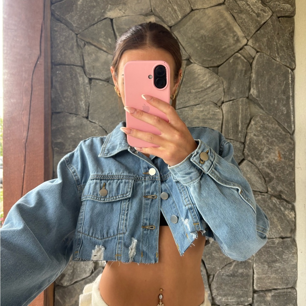 Cropped Blue Denim Jacket